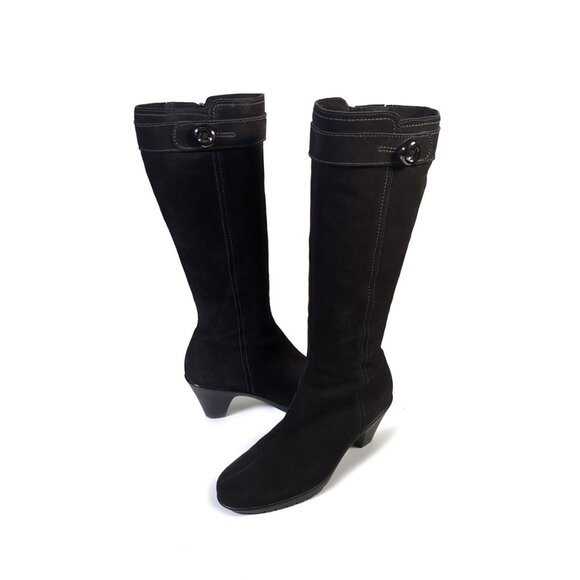 La Canadienne Boots Domenic Women's Heeled Black Suede Boots SZ 7.5 - Picture 2 of 9
